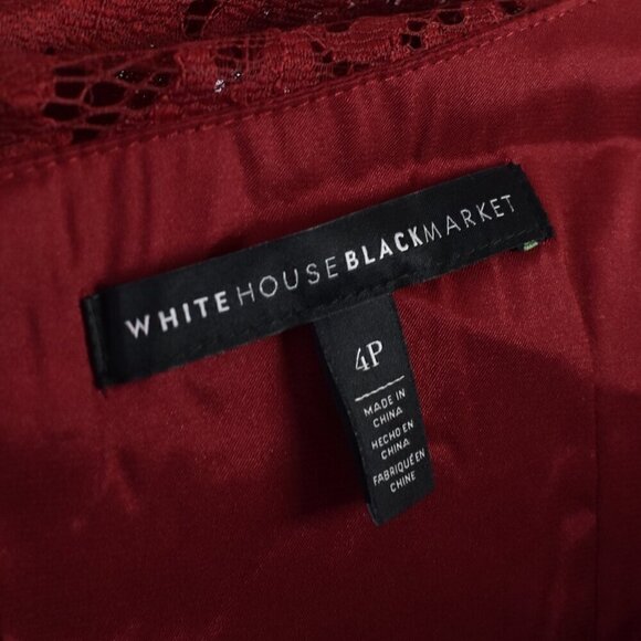 White House Black Market Burgundy Bell Sleeve Lace Dress - 4P - Picture 9 of 9